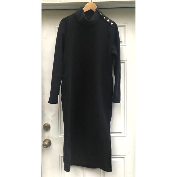 Dudley Stephens black velo fleece Meadow mock neck maxi dress - Picture 4 of 6
